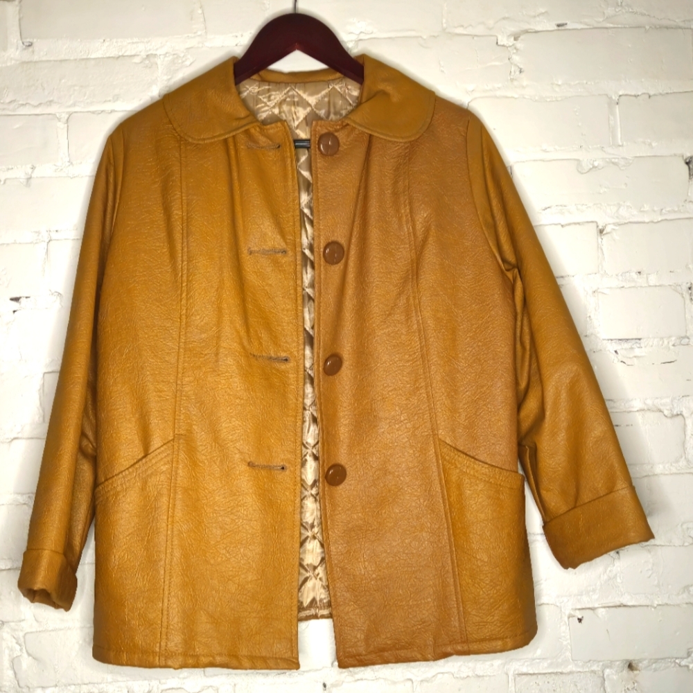 Vintage Tan Leather Jacket, Size L